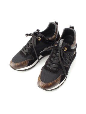 Louis Vuitton Monogram Run Away Sneakers Shoes Black Brown 38 X
